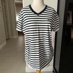 Lacoste V Neck Striped T Shirt